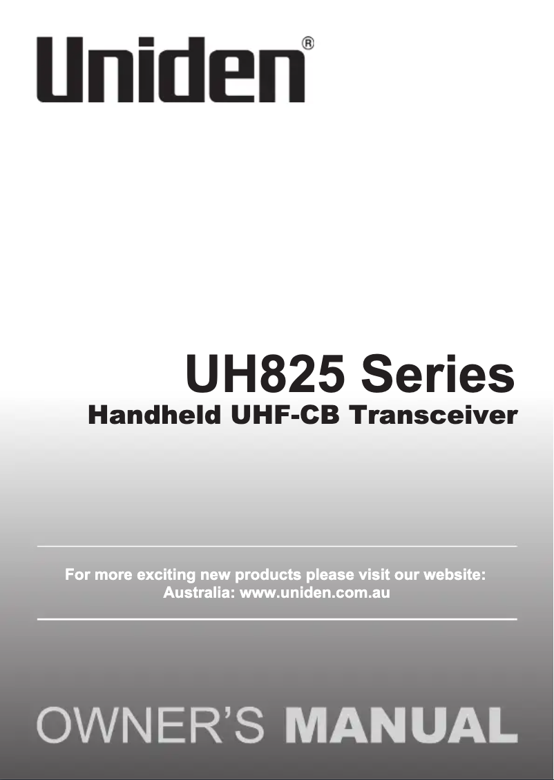 Página 1 del manual Manual de usuario Uniden UH825