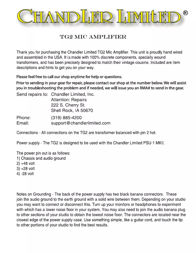 Página 1 del manual Manual de usuario Chandler TG2