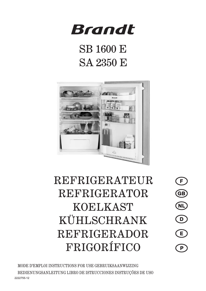 Página 1 del manual Manual de usuario Brandt SA2350E