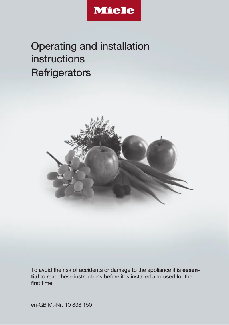 Página 1 del manual Manual de instrucciones Miele F 31202 Ui