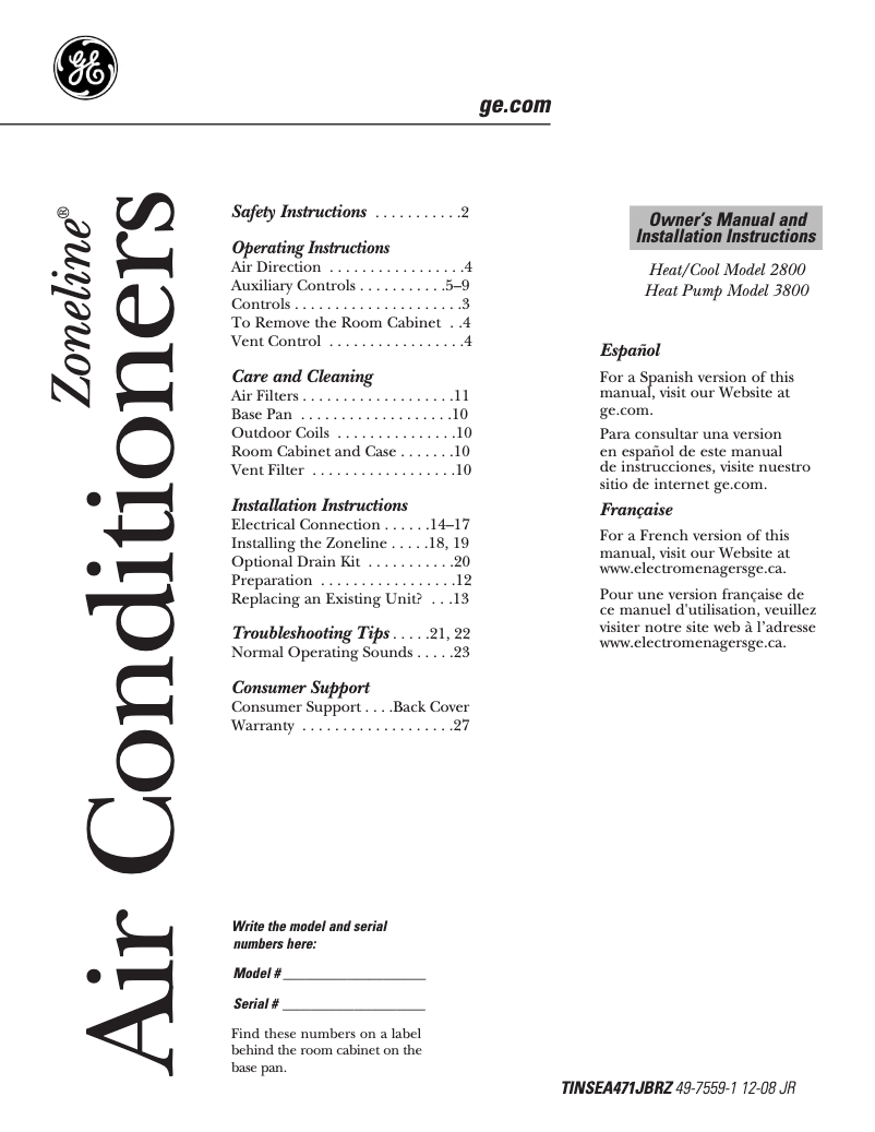 Imagen de la primera página del manual del dispositivo AZ28E15EAC