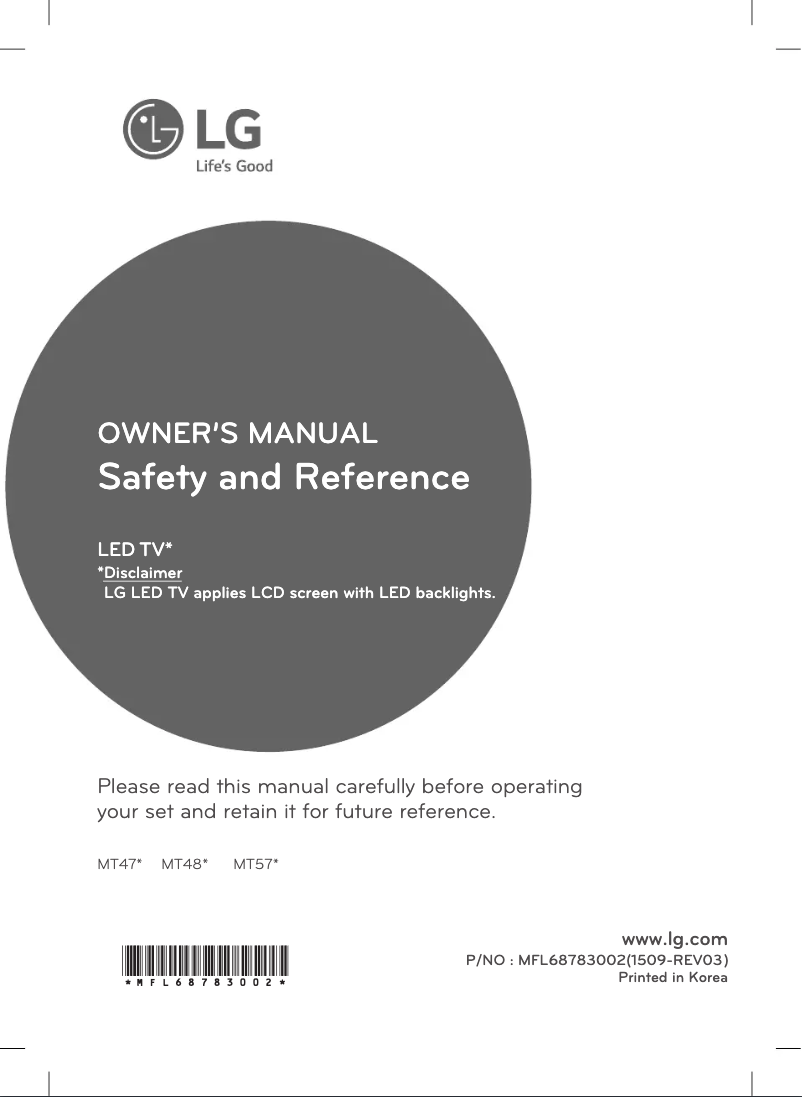 Imagen de la primera página del manual del dispositivo 22MT47AC