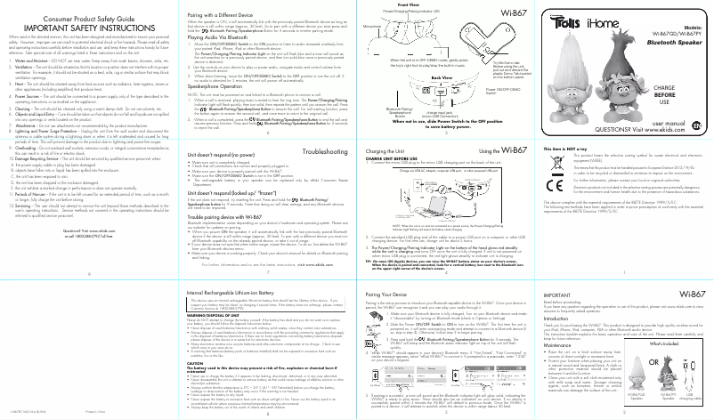 Imagen de la primera página del manual del dispositivo WI-B67PY