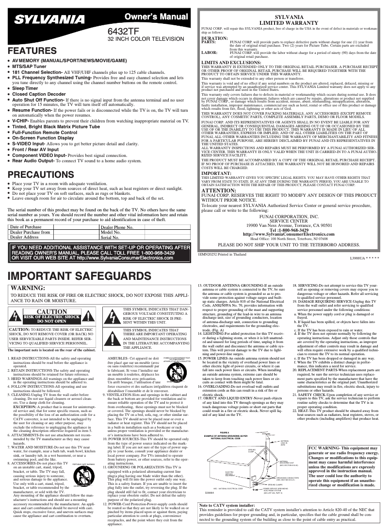 Página 1 del manual Manual de usuario Sylvania 6432TF
