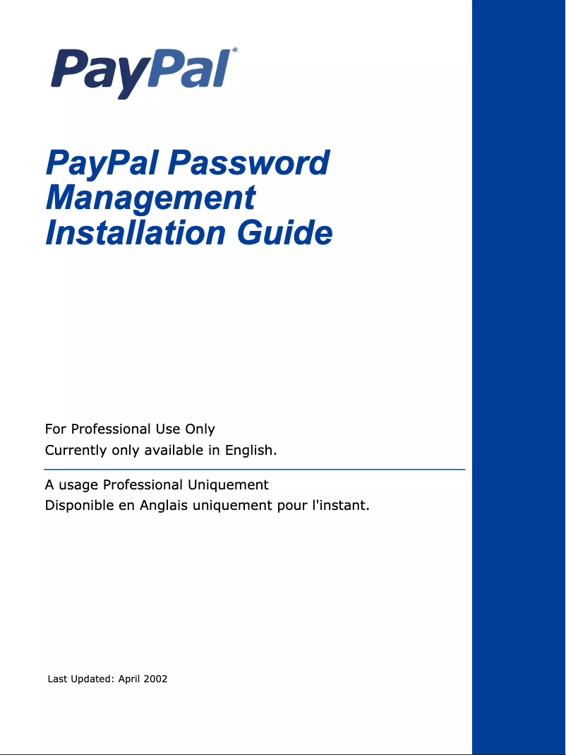 Imagen de la primera página del manual del dispositivo Password Management (2002)