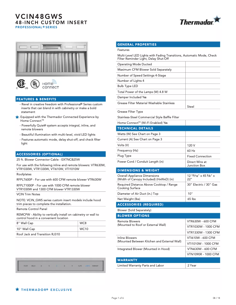 Imagen de la primera página del manual del dispositivo VCIN48GWS