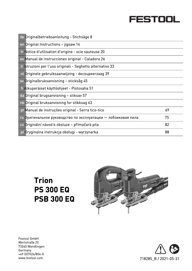 Imagen de la primera página del manual del dispositivo TRION PSB 300