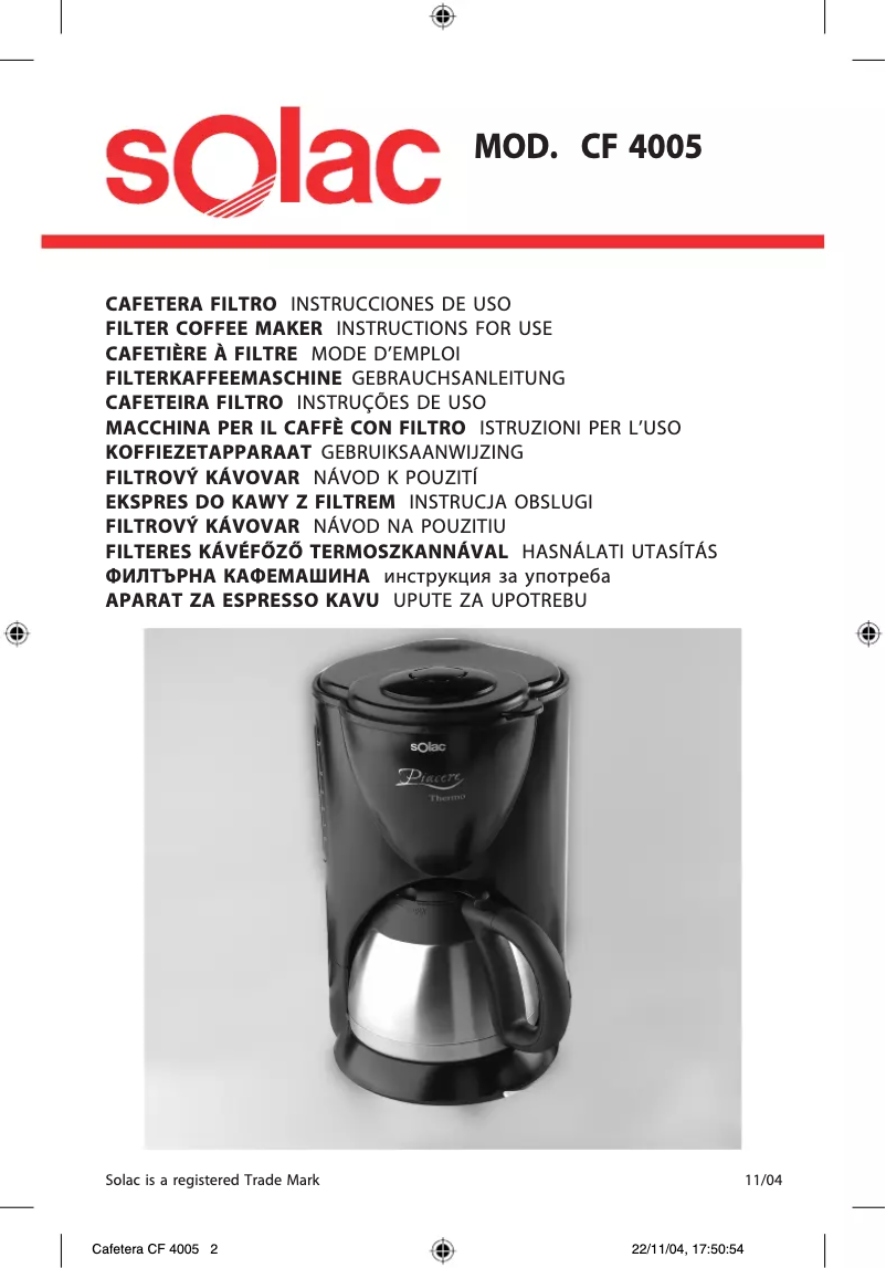 Imagen de la primera página del manual del dispositivo CF 4005