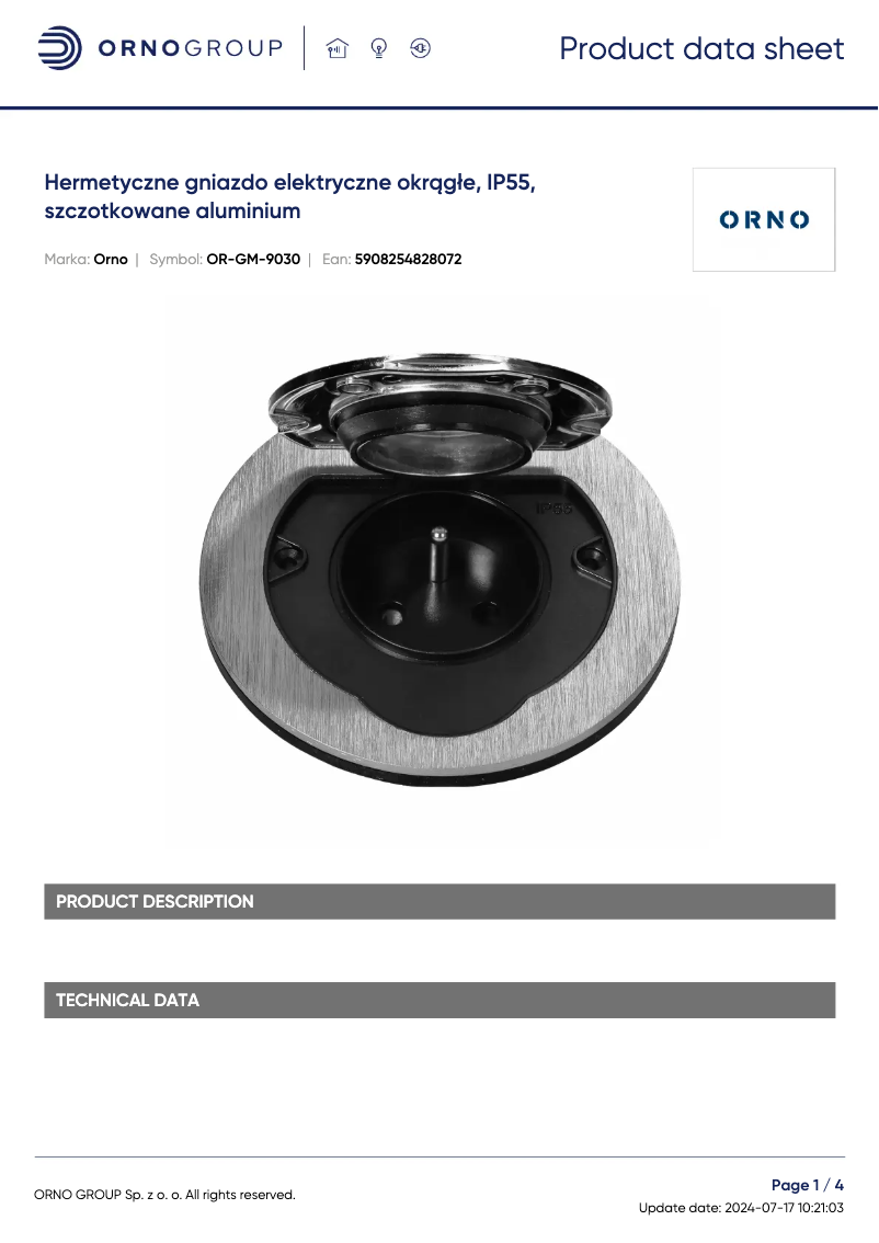 Página 1 del manual Ficha técnica ORNO OR-GM-9030