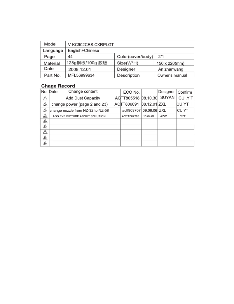 Imagen de la primera página del manual del dispositivo V-KC902CES