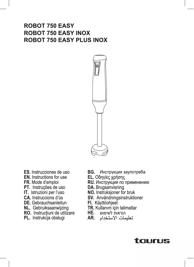 Página nº 1 - Manual de usuario Taurus Robot 750 Easy