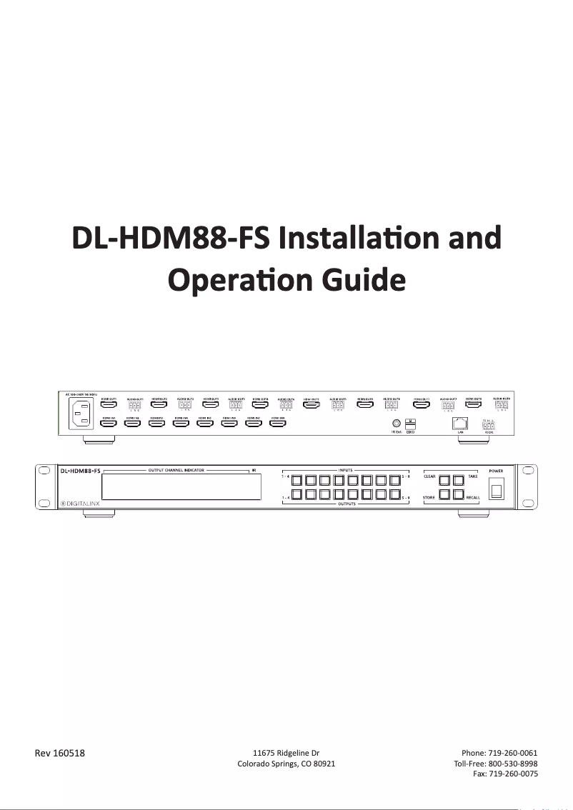 Imagen de la primera página del manual del dispositivo DL-HDM88-FS
