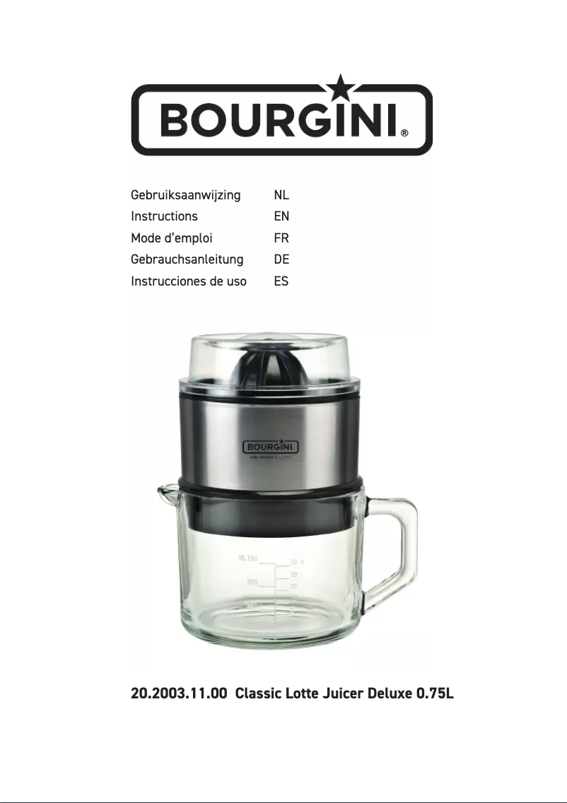 Página nº 1 - Manual de usuario Bourgini Classic Lotte Juicer Deluxe 0.75L