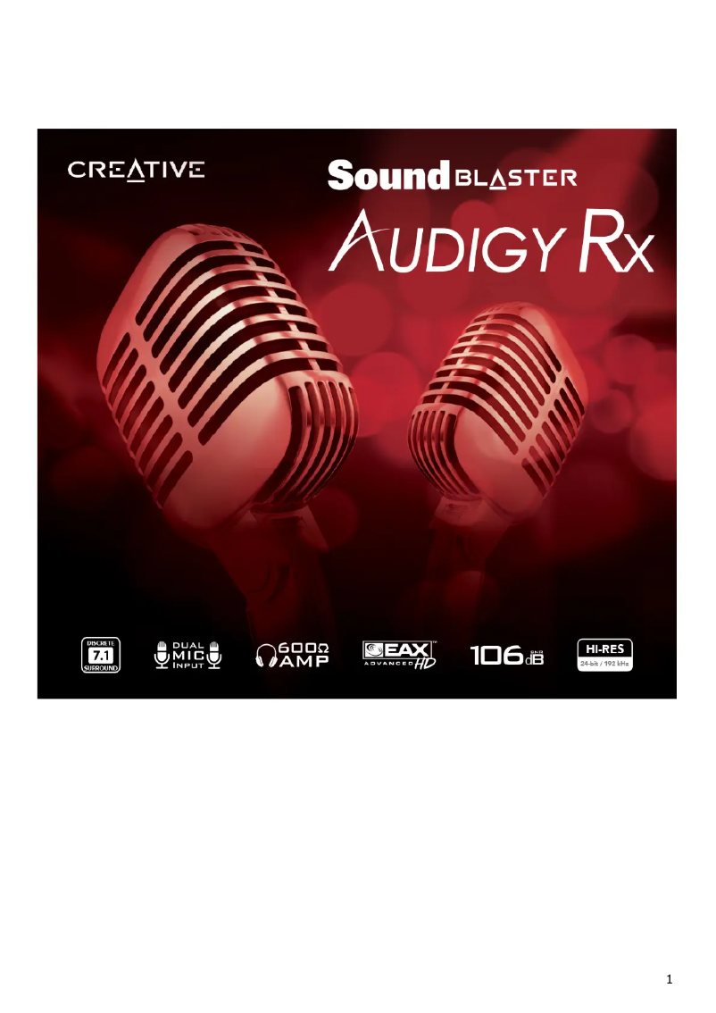 Imagen de la primera página del manual del dispositivo Sound Blaster Audigy Rx