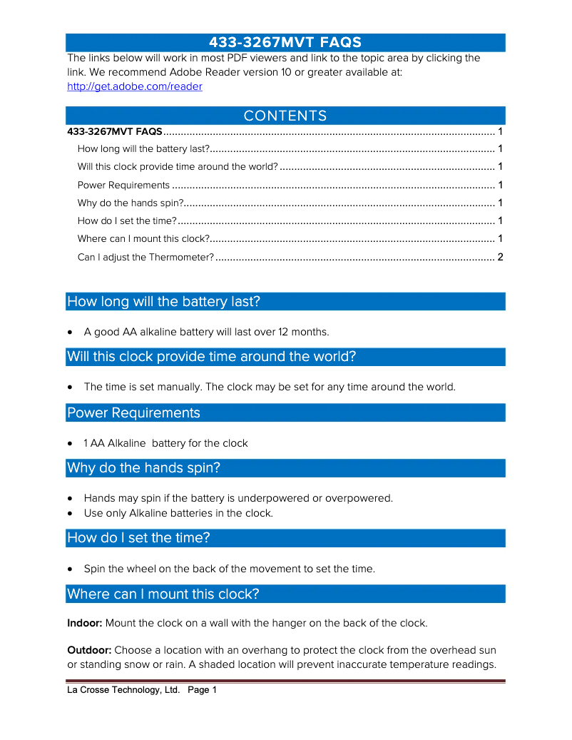 Imagen de la primera página del manual del dispositivo 433-3267MVT