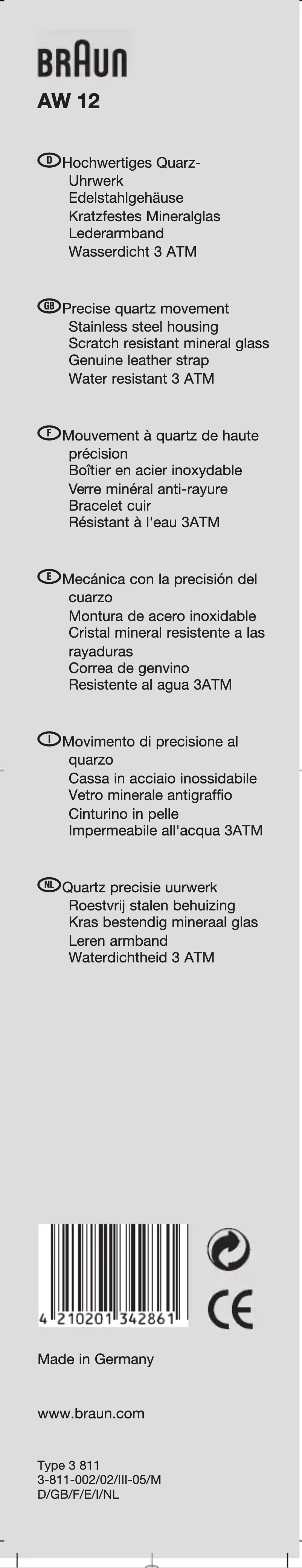 Imagen de la primera página del manual del dispositivo AW12