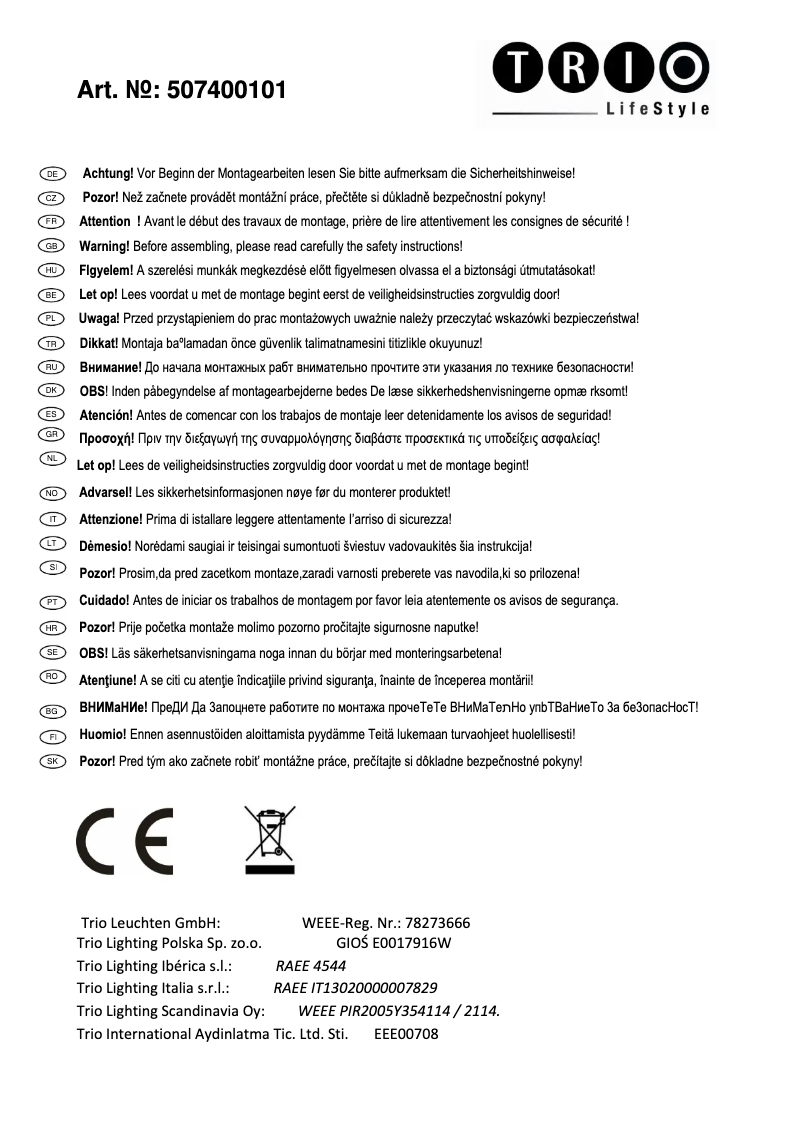 Imagen de la primera página del manual del dispositivo Gent 507400101