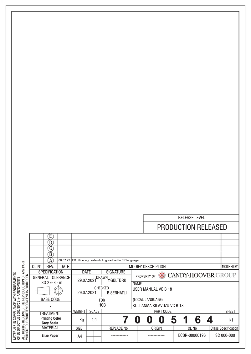 Imagen de la primera página del manual del dispositivo CH74BVT