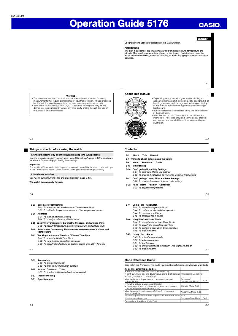 Página 1 del manual Manual de usuario Casio Twin Sensor SGW400H-1BV