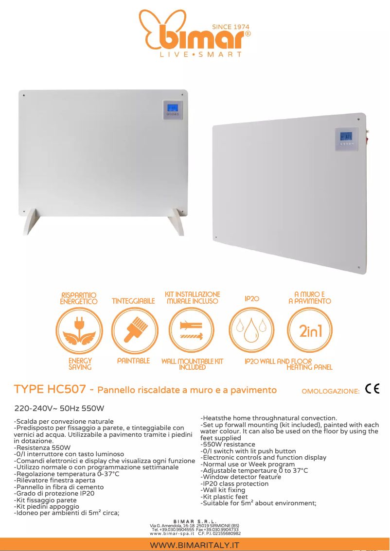 Página 1 del manual Ficha técnica Bimar HC507
