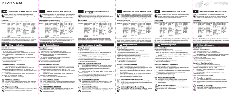 Página 1 del manual Manual de usuario Vivanco TCVVLIGHTNPD20W
