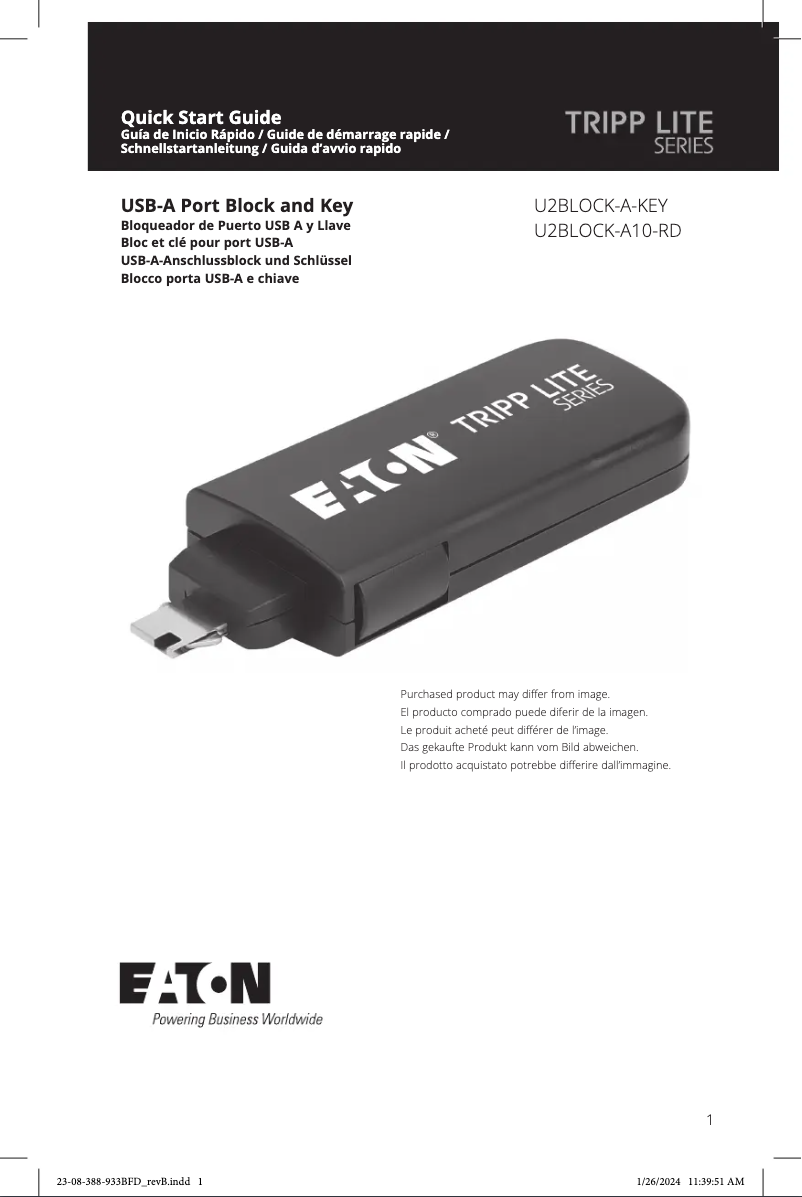 Imagen de la primera página del manual del dispositivo U2BLOCK-A10-RD