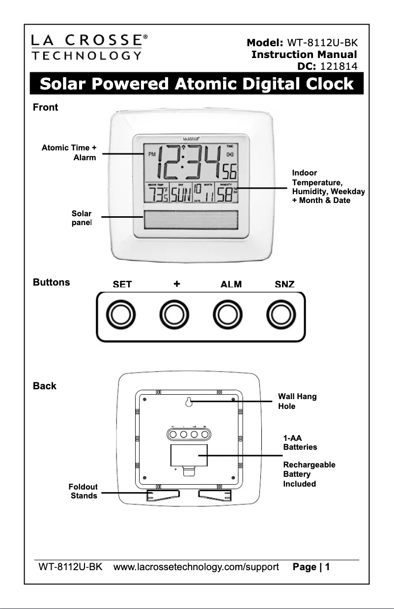 Imagen de la primera página del manual del dispositivo WT-8112U-BK