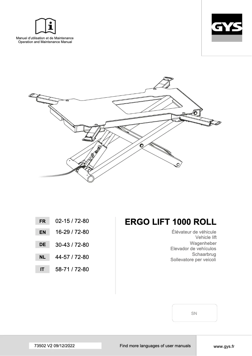 Imagen de la primera página del manual del dispositivo Ergo Lift 1000 Roll