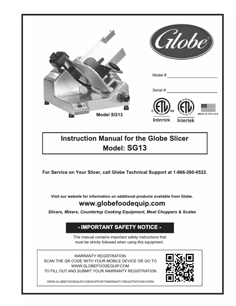 Página 1 del manual Manual de usuario Globe SG13