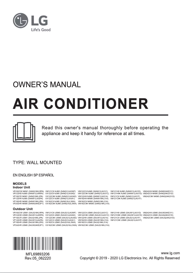 Página 1 del manual Manual de usuario LG VM122C9