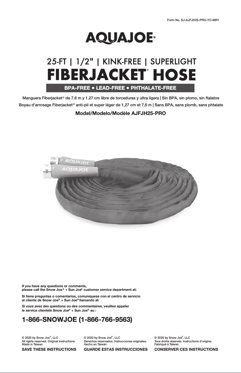 Página nº 1 - Manual de usuario Aqua Joe AJFJH25-PRO
