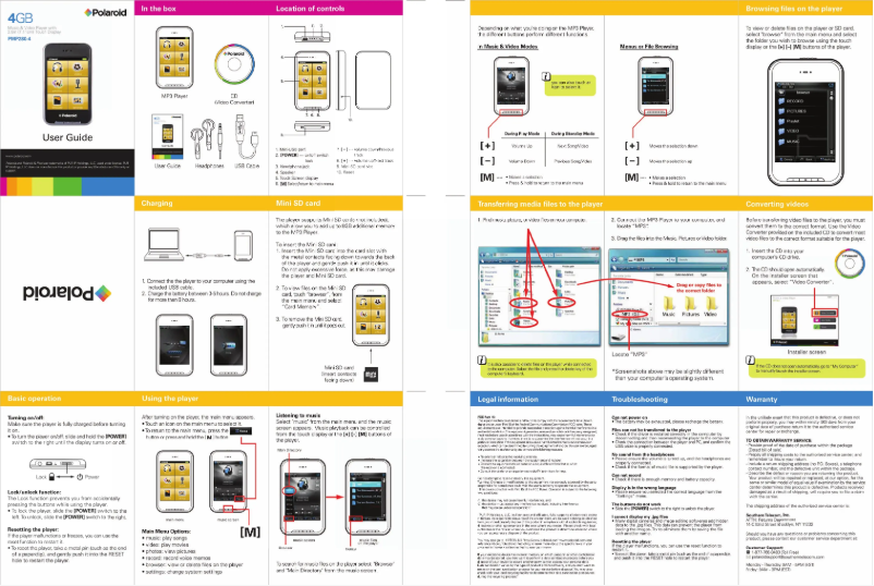 Página 1 del manual Manual de usuario Polaroid PMP280-4