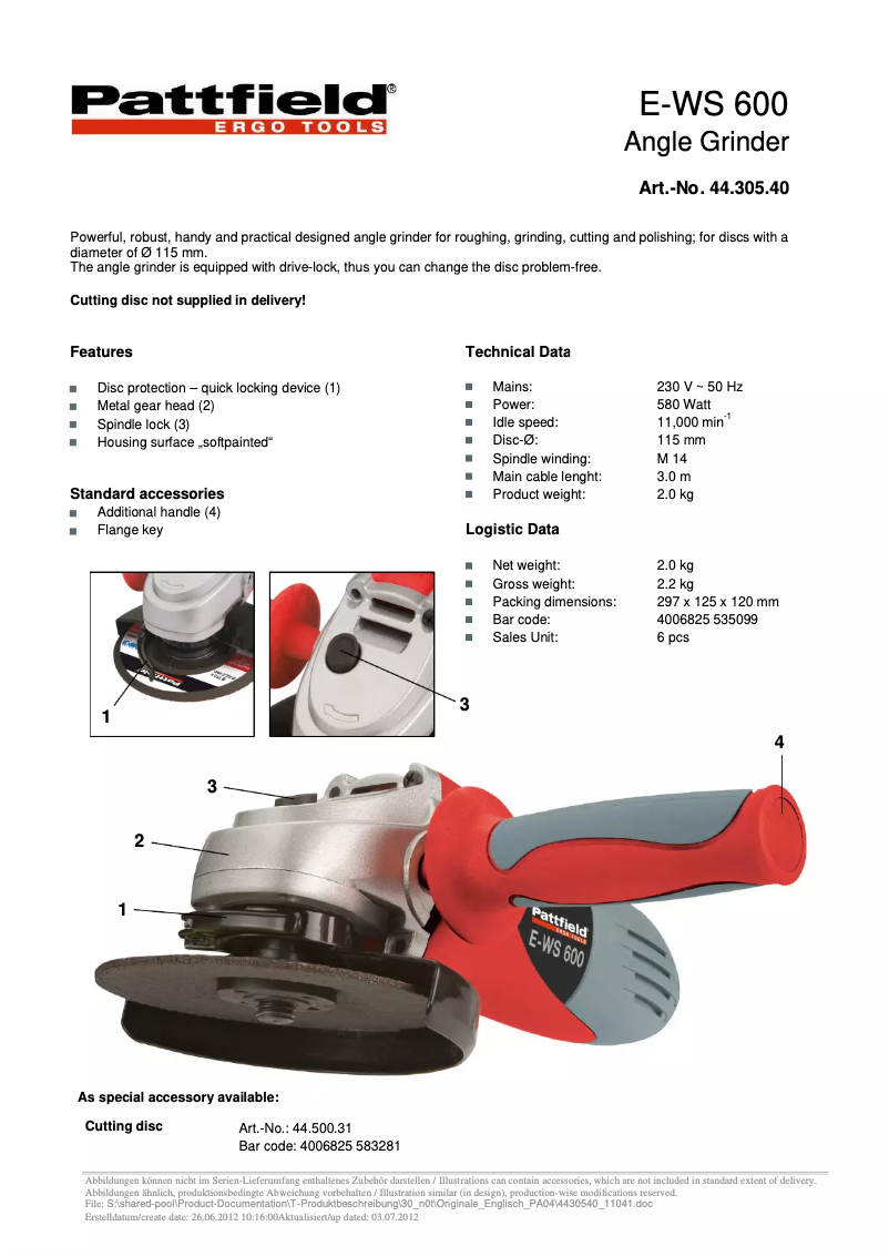 Imagen de la primera página del manual del dispositivo E-WS 600