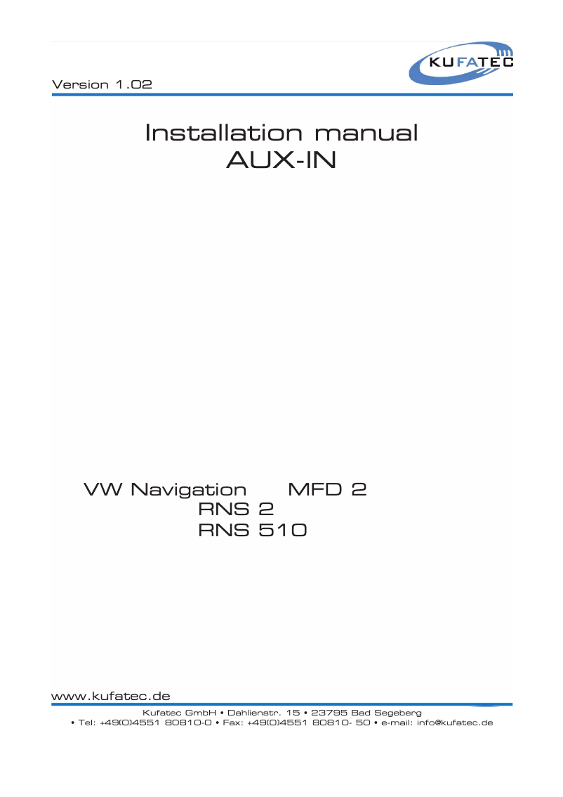 Imagen de la primera página del manual del dispositivo RNS 2