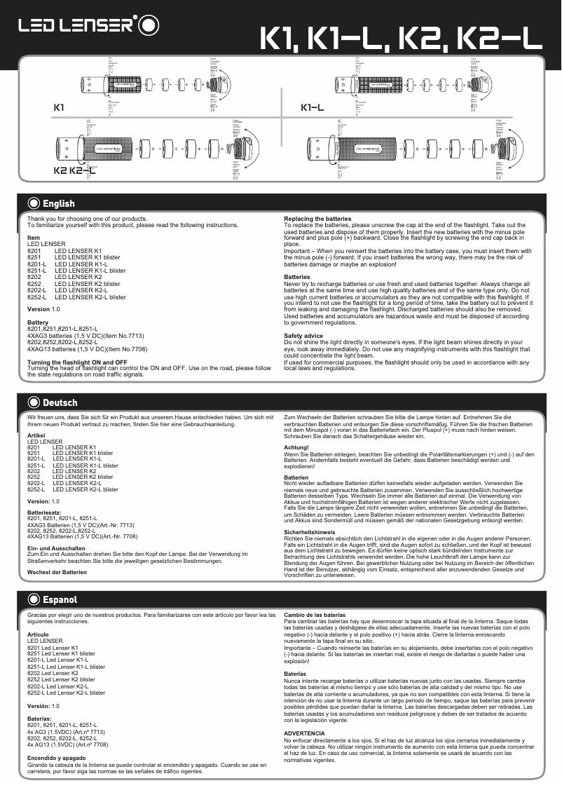 Imagen de la primera página del manual del dispositivo K2-L