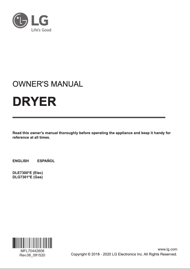 Imagen de la primera página del manual del dispositivo DLG7301VE