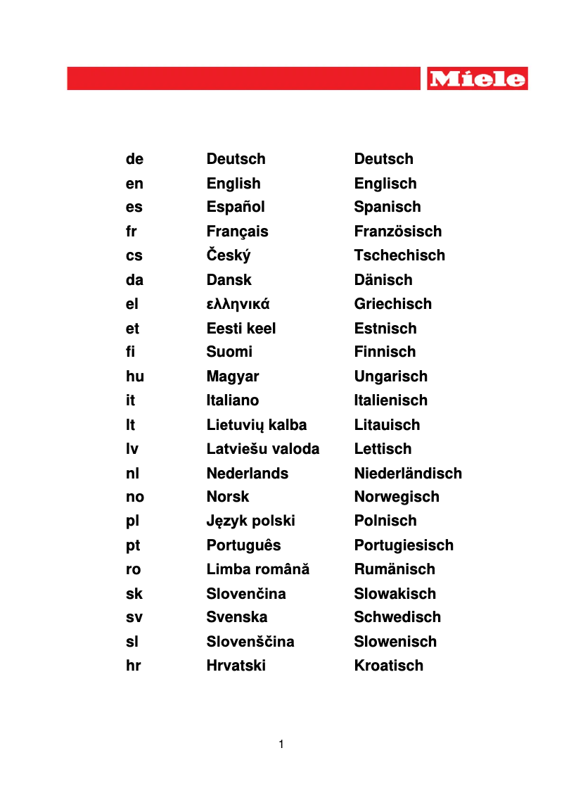 Página 1 del manual Manual de usuario Miele GP CL CX 0102 T