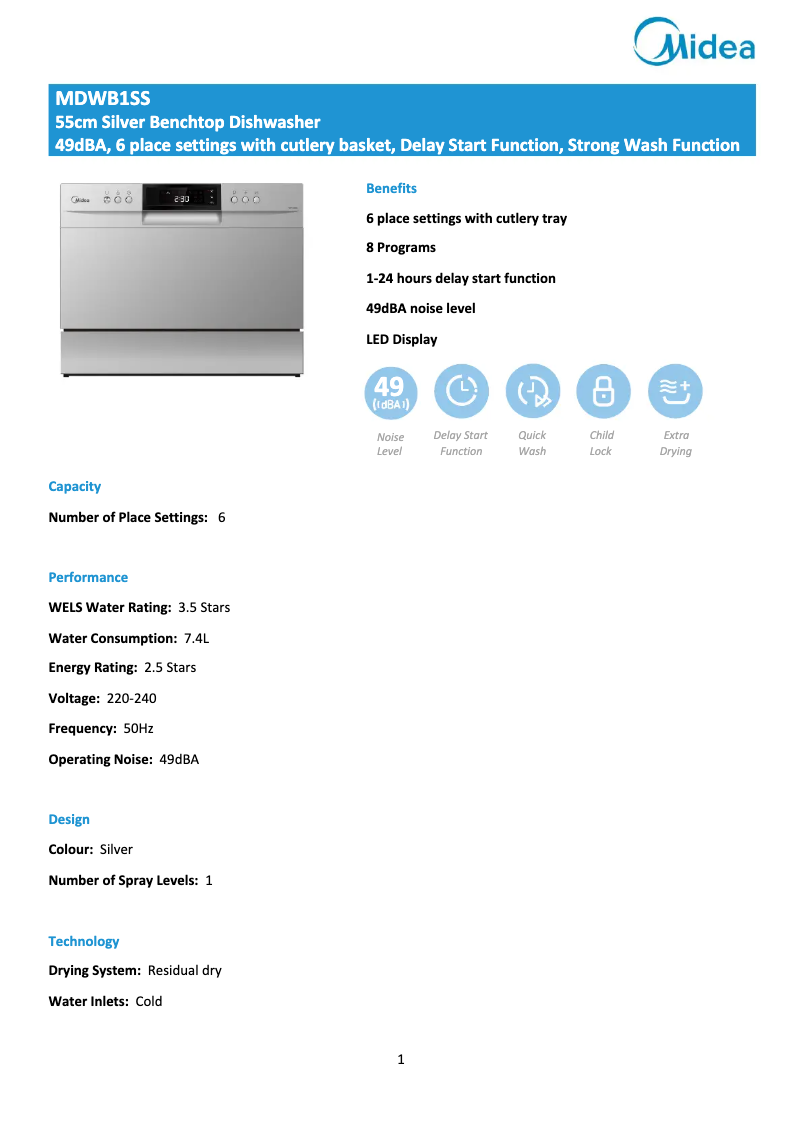Imagen de la primera página del manual del dispositivo MDWB1SS