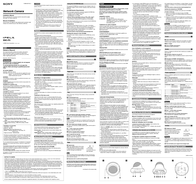 Página 1 del manual Manual de usuario Sony SNC-P5