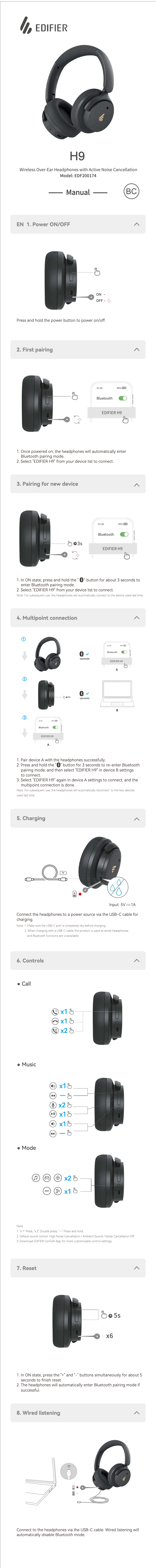 Imagen de la primera página del manual del dispositivo H9