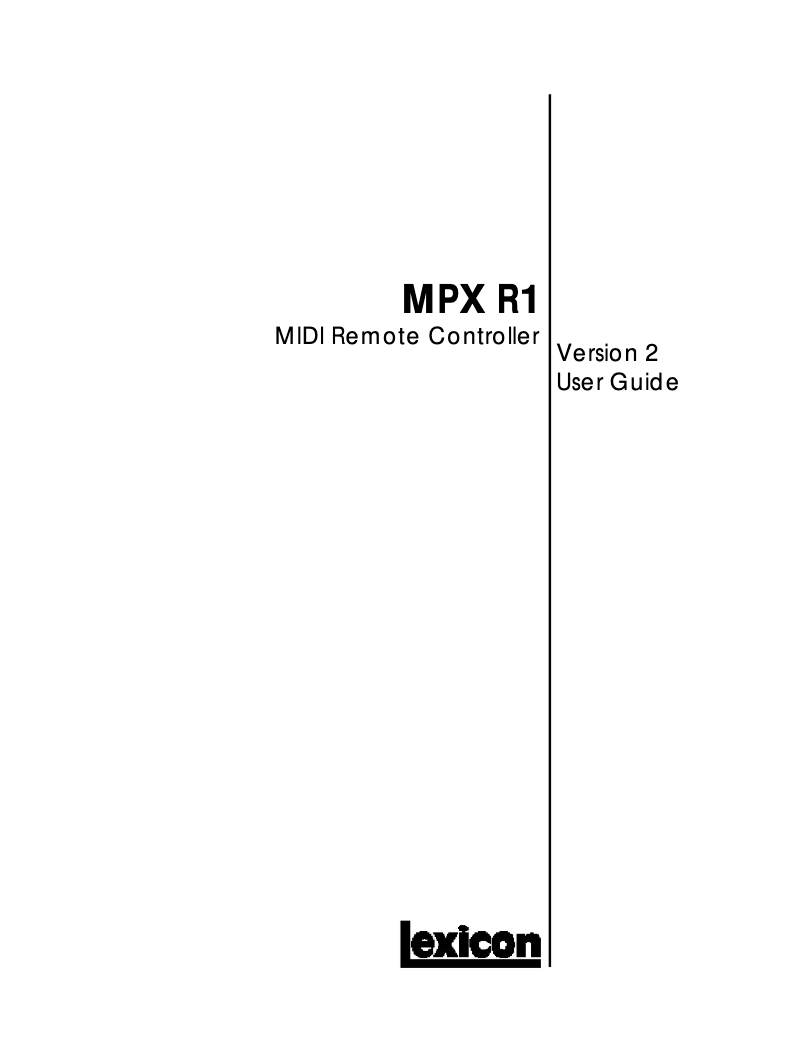Imagen de la primera página del manual del dispositivo MPX R1