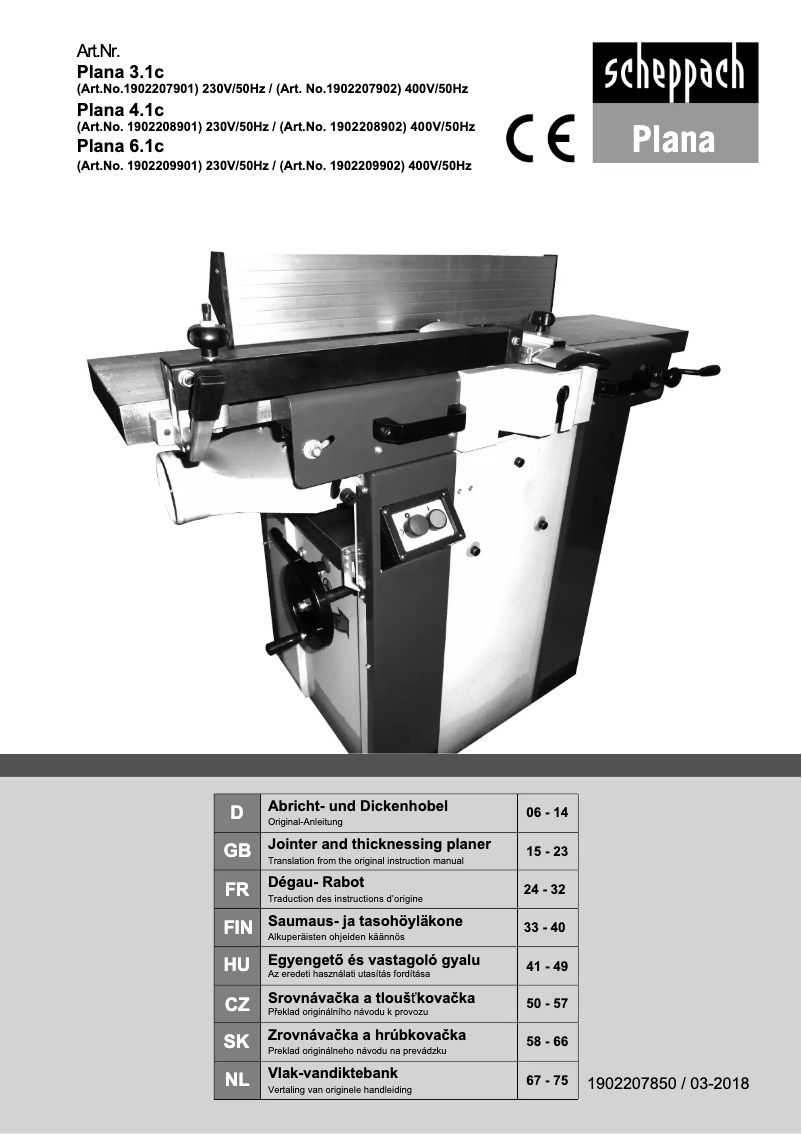 Página nº 1 - Manual de usuario Scheppach Plana 4.1c
