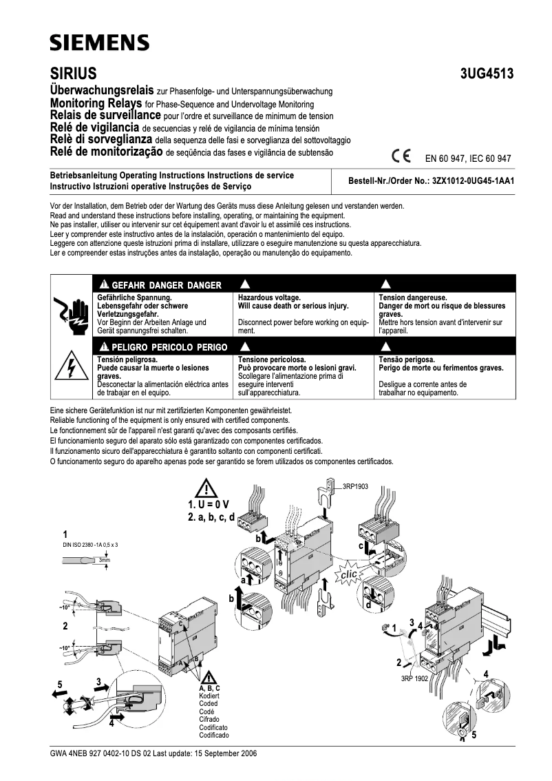 Imagen de la primera página del manual del dispositivo 3UG4513
