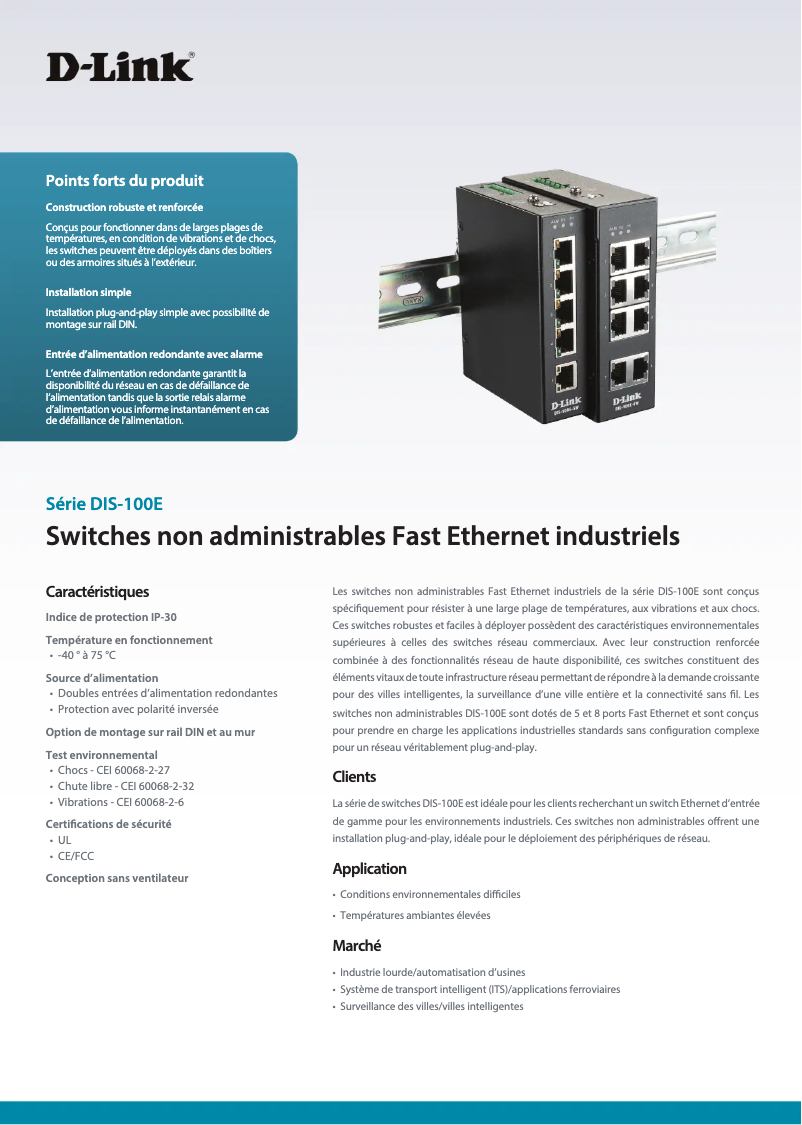 Página 1 del manual Ficha técnica D-Link DIS-100E-5W