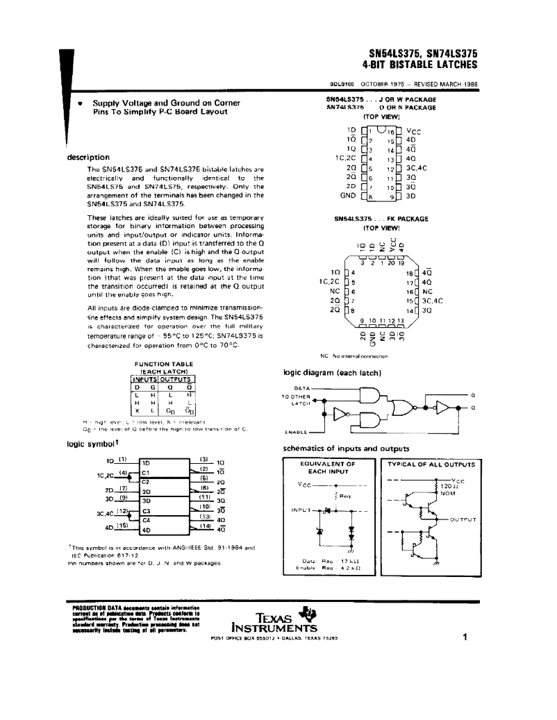 Imagen de la primera página del manual del dispositivo SN74LS375D