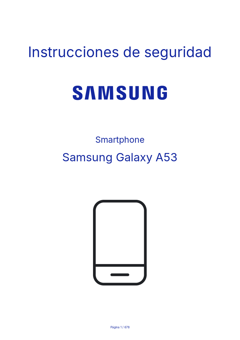 Página 1 del manual Instrucciones de seguridad Samsung Galaxy A53