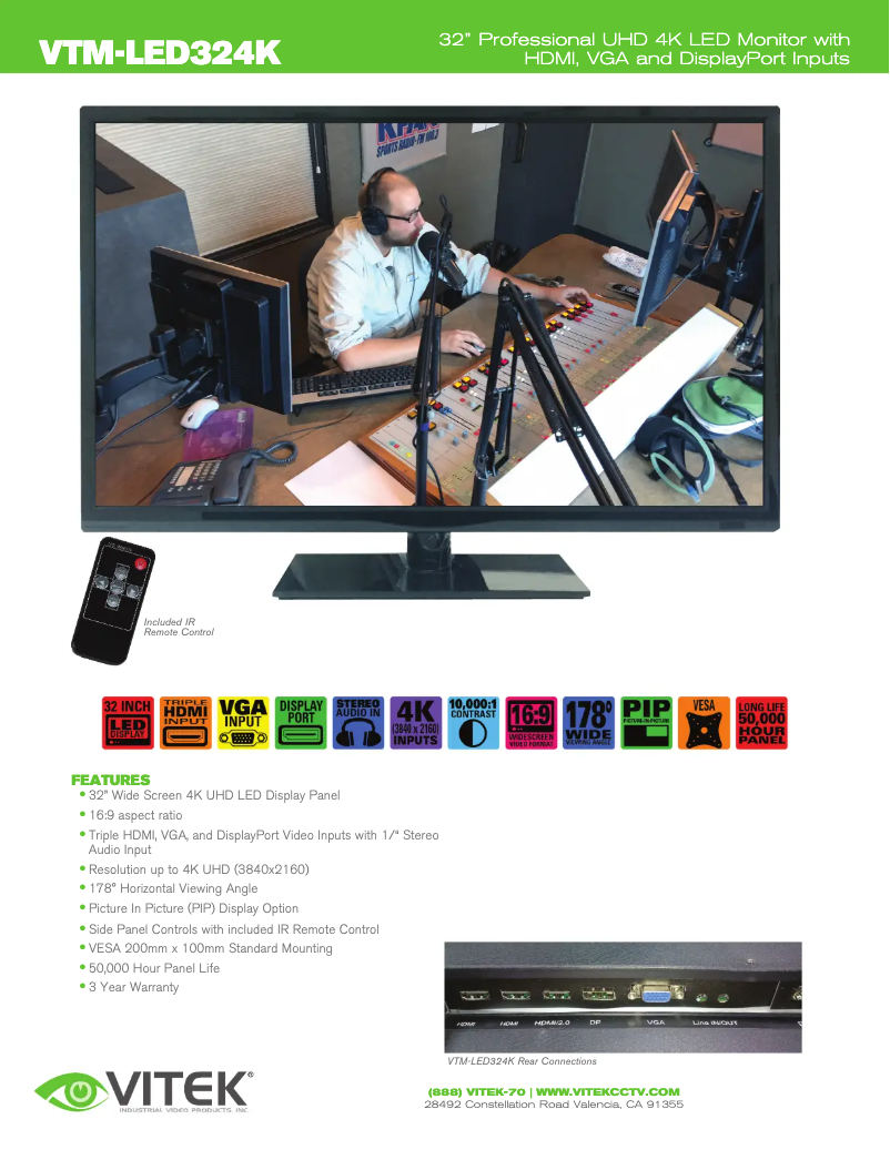 Imagen de la primera página del manual del dispositivo VTM-LED324K