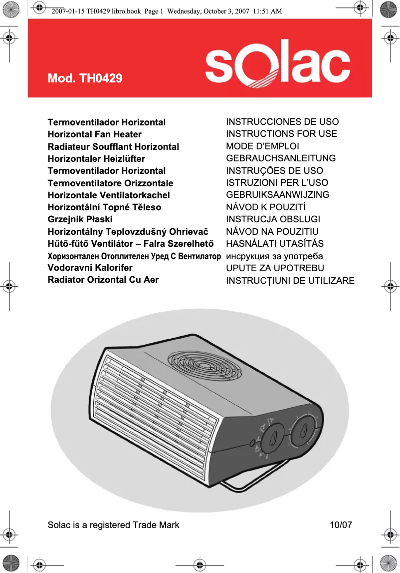 Página 1 del manual Manual de usuario Solac TH0429