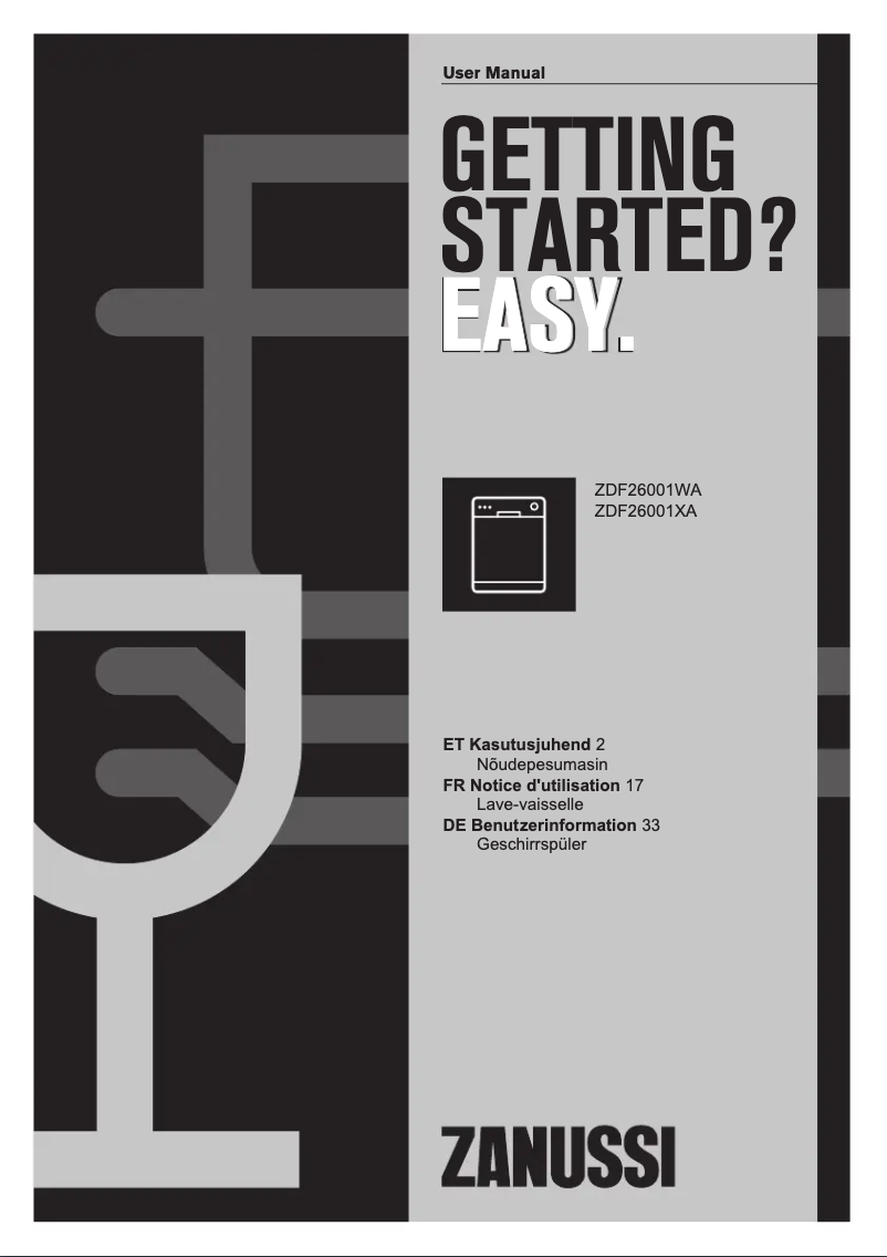Página nº 1 - Manual de usuario Zanussi ZDF26001XA