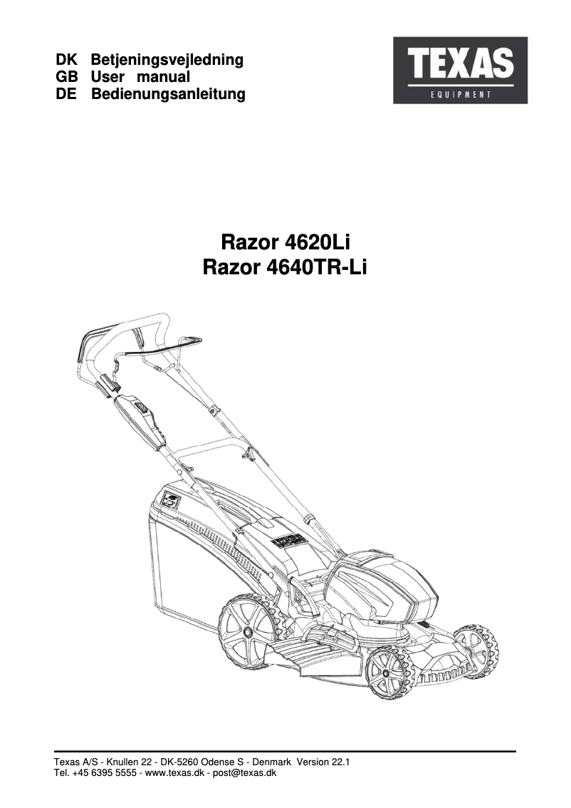 Página nº 1 - Manual de usuario Texas Razor 4640TR-Li